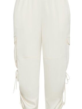 City Chic Cream Cargo Tie Jogger Pants